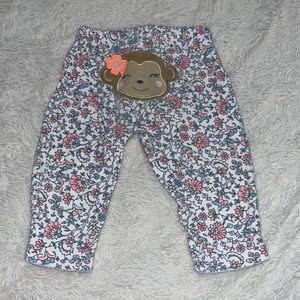 (3 for $10) carters monkey floral leggings 6 months